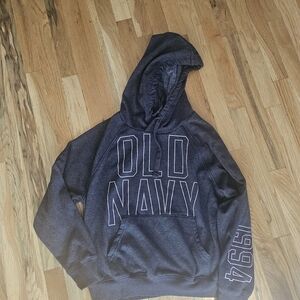 Old Navy Women's Charcoal Hoodie With Light Pink Logo